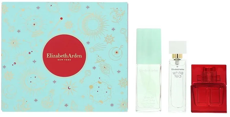 ELIZABETH ARDEN HOLIDAY FRAGRANCE GESCHENKSET 10ML RED DOOR EDT + 10ML WHITE TEA EDT + 15ML GREEN TEA SCENT SPRAY 1 STUK fra Elizabeth Arden – produktbillede