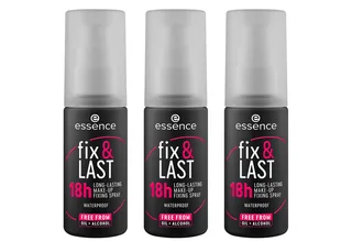 Fixierspray fix & LAST 18h LONG-LASTING MAKE-UP FIXING SPRAY, 3-tlg., Hält das Make-up bis zu 18 Stunden mit gleichmäßiger Sprühverteilung. fra essence i Hvid – produktbillede 1 af 3