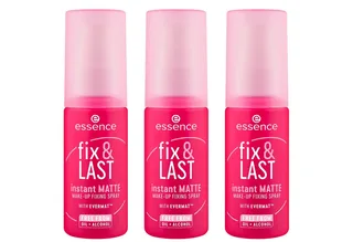 Fixierspray fix & LAST instant MATTE MAKE-UP FIXING SPRAY, 3-tlg., Neuer Sprühkopf für gleichmäßige Anwendung und mattes Finish! von essence in Weiß – Produktfoto 1 von 3