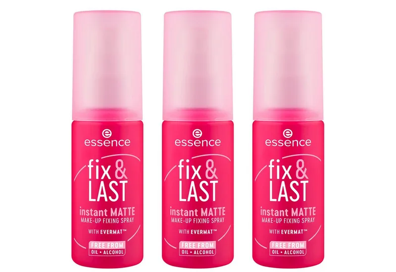 Fixierspray fix & LAST instant MATTE MAKE-UP FIXING SPRAY, 3-tlg., Neuer Sprühkopf für gleichmäßige Anwendung und mattes Finish! von essence in Weiß – Produktfoto 1 von 3