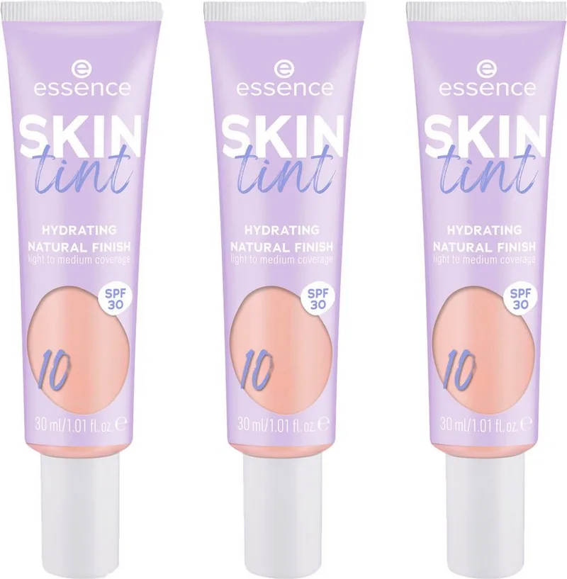 Foundation SKIN tint, 3er Pack, mit veganen Inhaltsstoffen de essence en Beige – photo du produit 1 sur 5