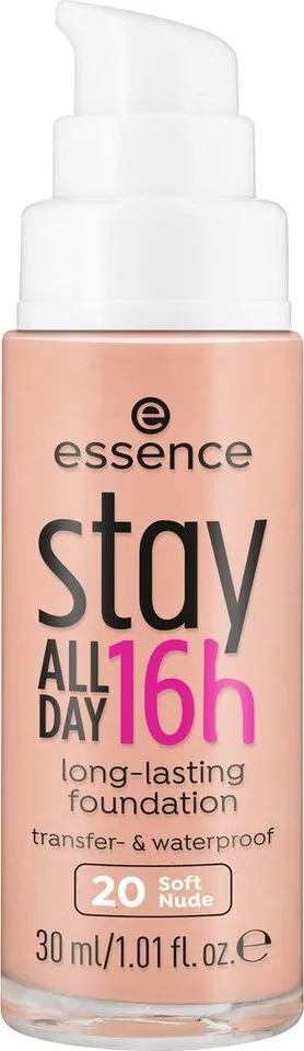 Foundation STAY ALL DAY 16H LONG LASTING FOUNDATION, 3-tlg., mit wasserfester Textur für ein ebenmäßiges, mattes Finish fra essence i Brun – produktbillede 3 af 5