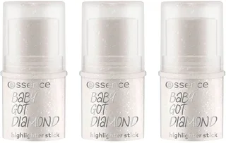 Highlighter BABY GOT DIAMOND highlighter stick, 3-tlg., Geschmeidige Formel, mit Silberglitter, praktisch und vegan. de essence en Argent – photo du produit 1 sur 5