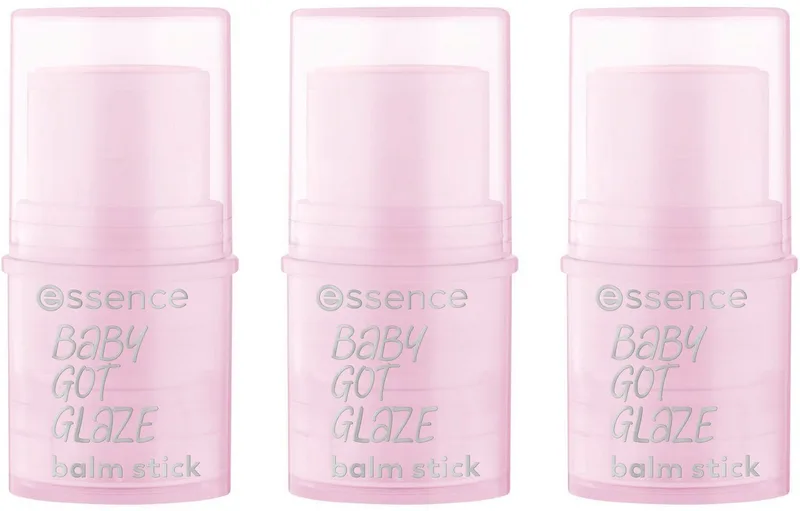 Highlighter BABY GOT GLAZE balm stick, 3-tlg., Transparentes, hochglänzendes Finish, pflegend, vegan. von essence in Weiß – Produktfoto 1 von 4