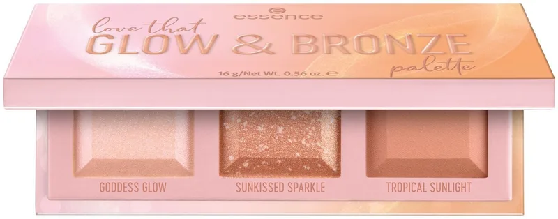 Highlighter-Palette love that GLOW & BRONZE palette, mit intensieven Nuancen fra essence i Flerfarvet – produktbillede 3 af 5