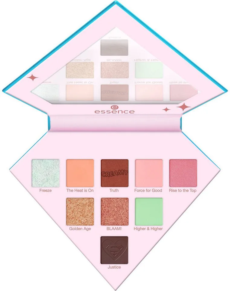 Lidschatten-Palette Superman eyeshadow palette, Hochpigmentiert mit matten, schimmernden und metallischen Texturen. fra essence i Blå – produktbillede 3 af 4