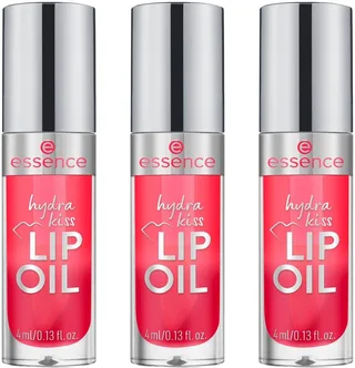 Lipgloss HYDRA KISS LIP OIL, 3-tlg., mit hochglänzendem Finish van essence in Rood – productfoto 1 van 5