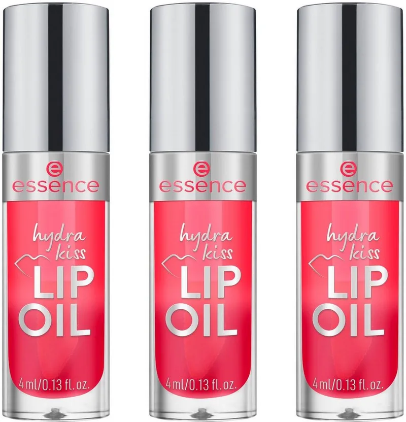 Lipgloss HYDRA KISS LIP OIL, 3-tlg., mit hochglänzendem Finish van essence in Rood – productfoto 1 van 5