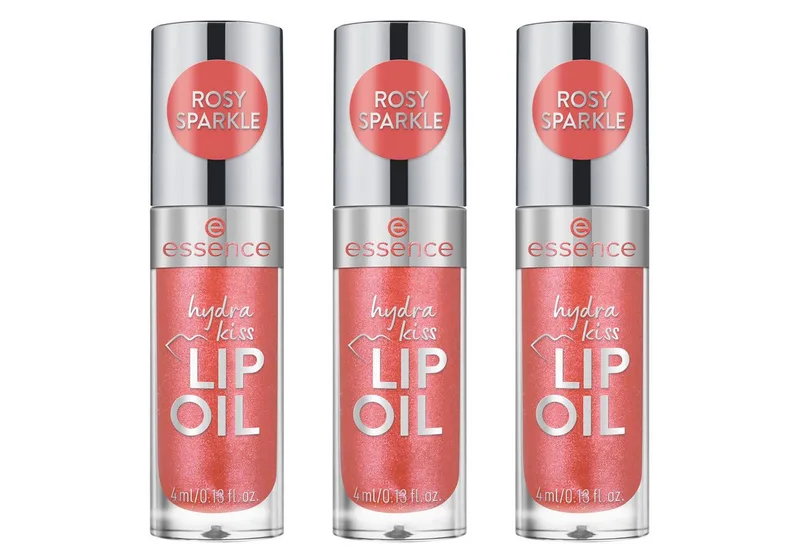 Lipgloss HYDRA KISS LIP OIL, 3-tlg., mit hochglänzendem Finish de essence en Rose – photo du produit 1 sur 5
