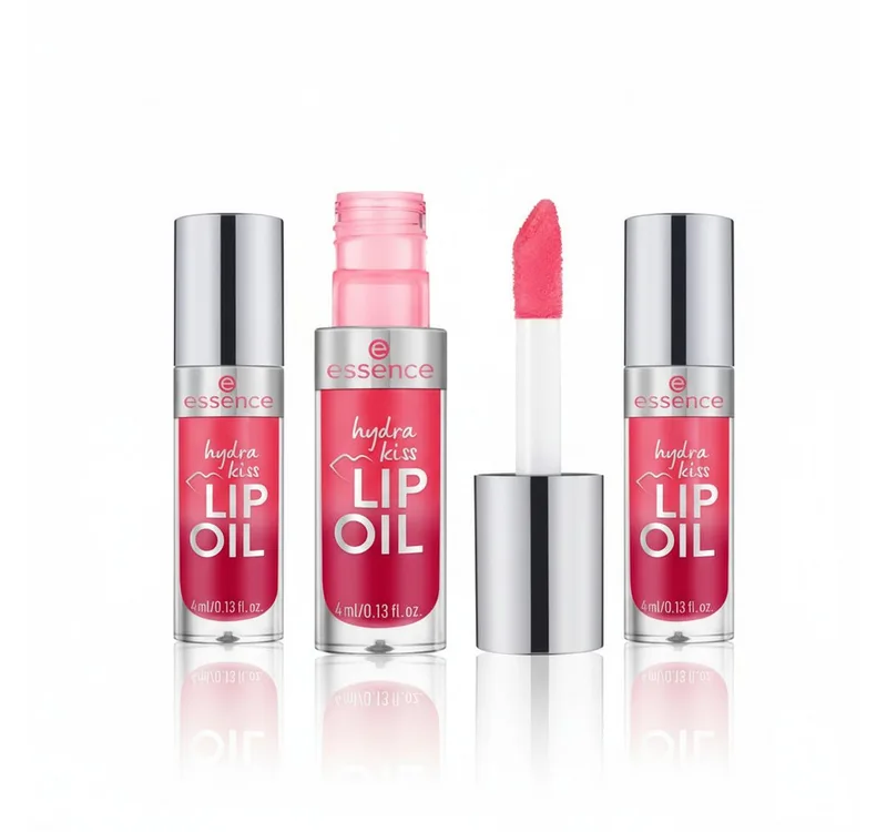 Lipgloss HYDRA KISS LIP OIL, 3-tlg., mit hochglänzendem Finish van essence in Rood – productfoto 2 van 5