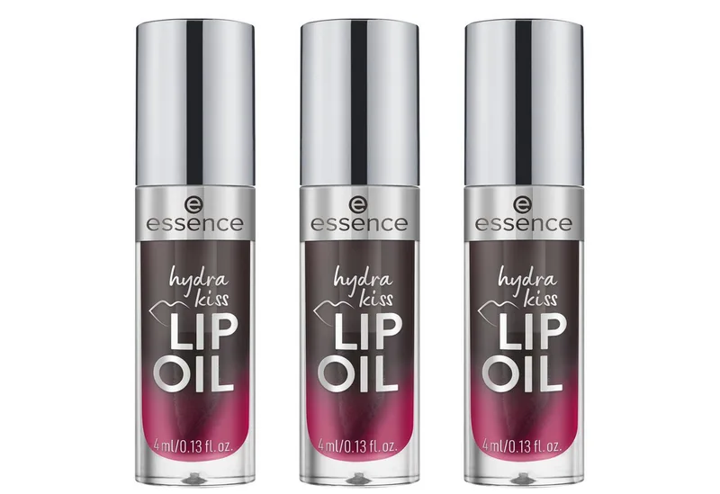 Lipgloss HYDRA KISS LIP OIL, 3-tlg., mit hochglänzendem Finish van essence in Zwart – productfoto 1 van 5