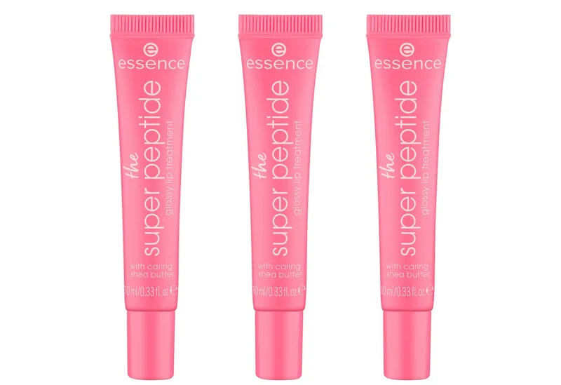 Lipgloss THE SUPER PEPTIDE GLOSSY LIP TREATMENT, 3-tlg., mit milchig glänzender Textur von essence in Rosa – Produktfoto 1 von 5