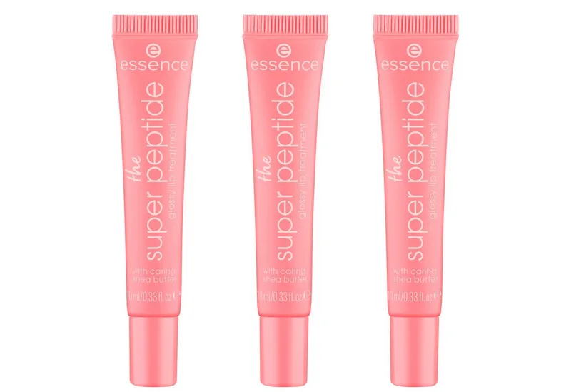 Lipgloss THE SUPER PEPTIDE GLOSSY LIP TREATMENT, 3-tlg., mit milchig glänzender Textur fra essence i Lyserød – produktbillede 1 af 5