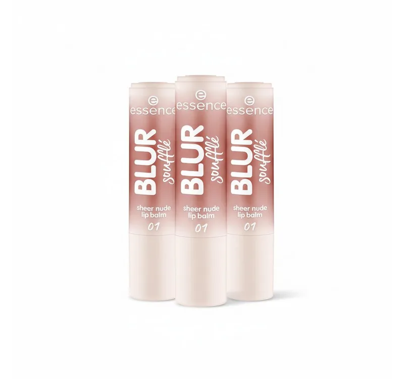 Lippenbalsam BLUR soufflé sheer nude lip balm, 3-tlg. van essence in Beige – productfoto 1 van 4