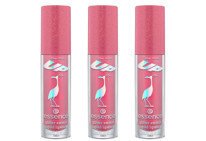 Lippenstift Disney Pixar Up glitter switch liquid lipstick, 3-tlg., mit intensiver Farbabgabe fra essence i Lilla – produktbillede 1 af 4