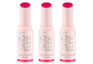 Lippenstift SATIN GLOW LUMINOUS SHINE LIPSTICK, 3-tlg., Satin-Finish, langanhaltend, Farbintensiv, hohe Deckkraft fra essence i Lilla – produktbillede 1 af 5