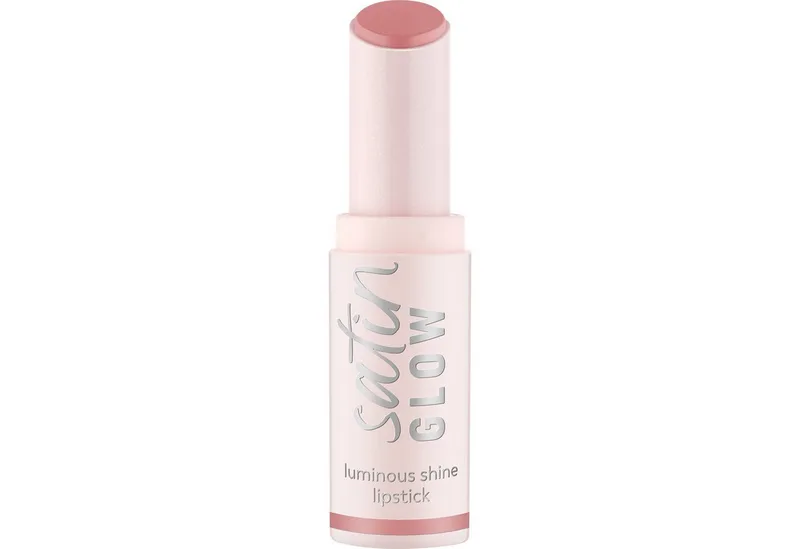 Lippenstift SATIN GLOW LUMINOUS SHINE LIPSTICK, 3-tlg., Satin-Finish, langanhaltend, Farbintensiv, hohe Deckkraft van essence in Roze – productfoto 3 van 5