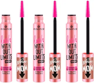 Mascara lash WITHOUT LIMITS BROWN EXTREME LENGTHENING & VOLUME MASCARA, 3-tlg., mit Volumeneffekt fra essence i Brun – produktbillede 1 af 5