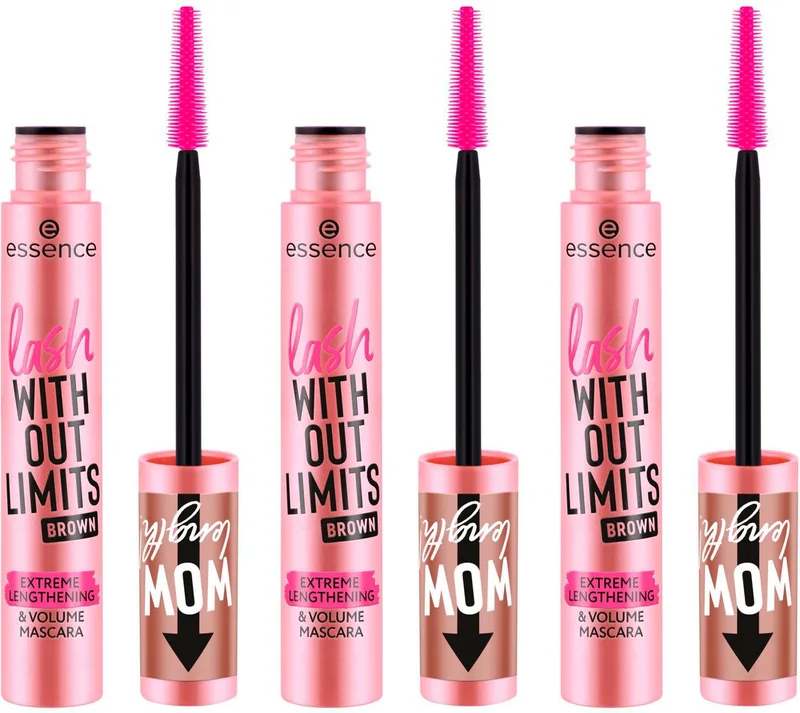 Mascara lash WITHOUT LIMITS BROWN EXTREME LENGTHENING & VOLUME MASCARA, 3-tlg., mit Volumeneffekt fra essence i Brun – produktbillede 1 af 5