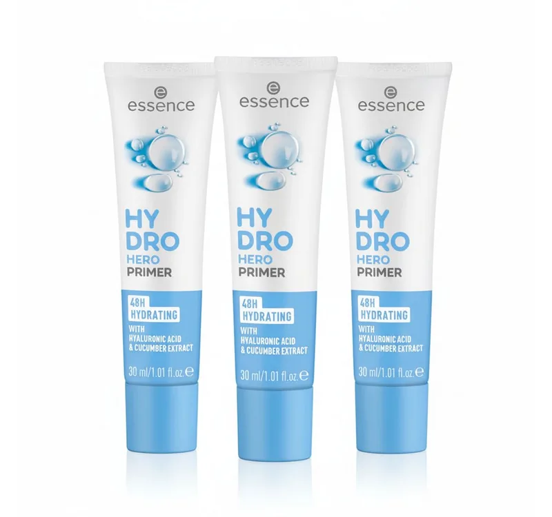 Primer HYDRO HERO PRIMER, 3-tlg., mit Hyaluronsäure und Gurkenextrakt von essence in Weiß – Produktfoto 2 von 4