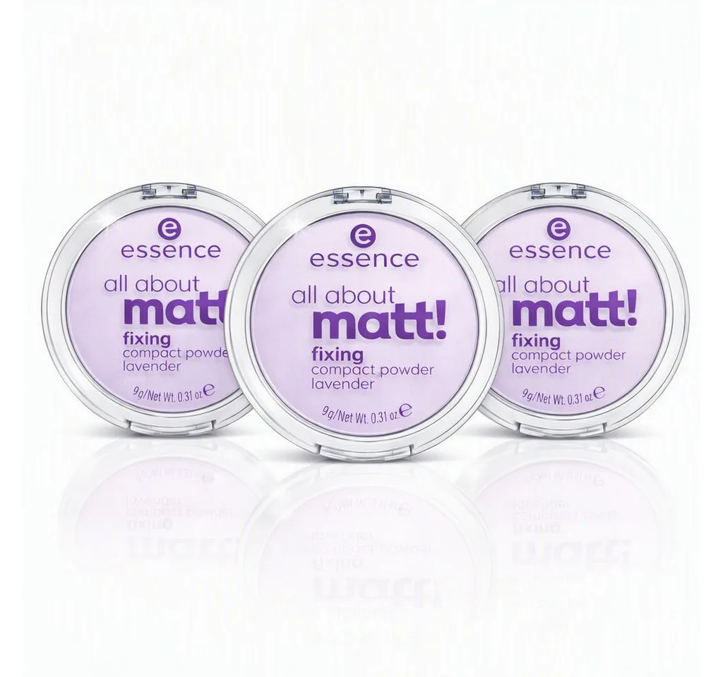 Puder all about matt! fixing compact powder lavender, 3-tlg. von essence in Lila – Produktfoto