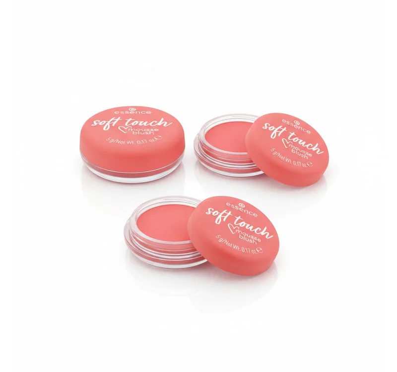 Rouge soft touch mousse blush, 3-tlg., Ebenmäßiger und matter Look, zartes Puder-Finish, variable Deckkraft. von essence in Rot – Produktfoto 1 von 5