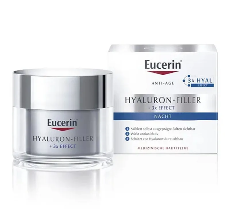 Anti-Aging-Creme HYALURON-FILLER + 3x EFFECT Nacht, Mit Hyaluronsäure, Saponin & Enoxolon van Eucerin – productfoto