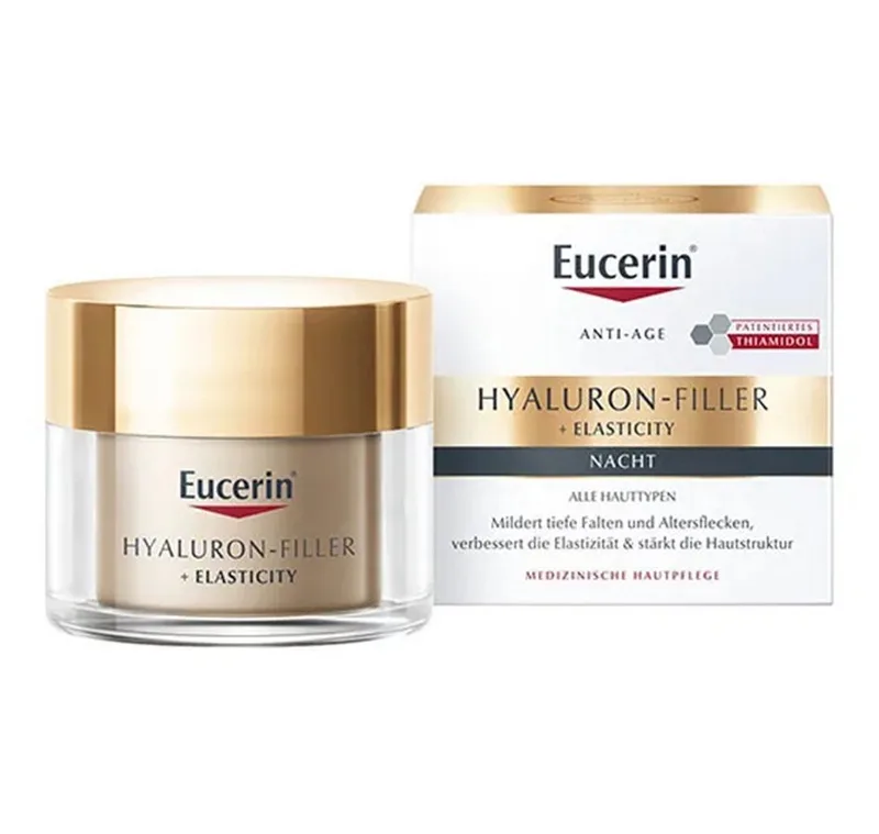 Anti-Aging-Creme HYALURON-FILLER + ELASTICITY Nachtpflege, Mit Kollagen-Elastin-Komplex, Arganöl & Hyaluronsäure de Eucerin – photo du produit