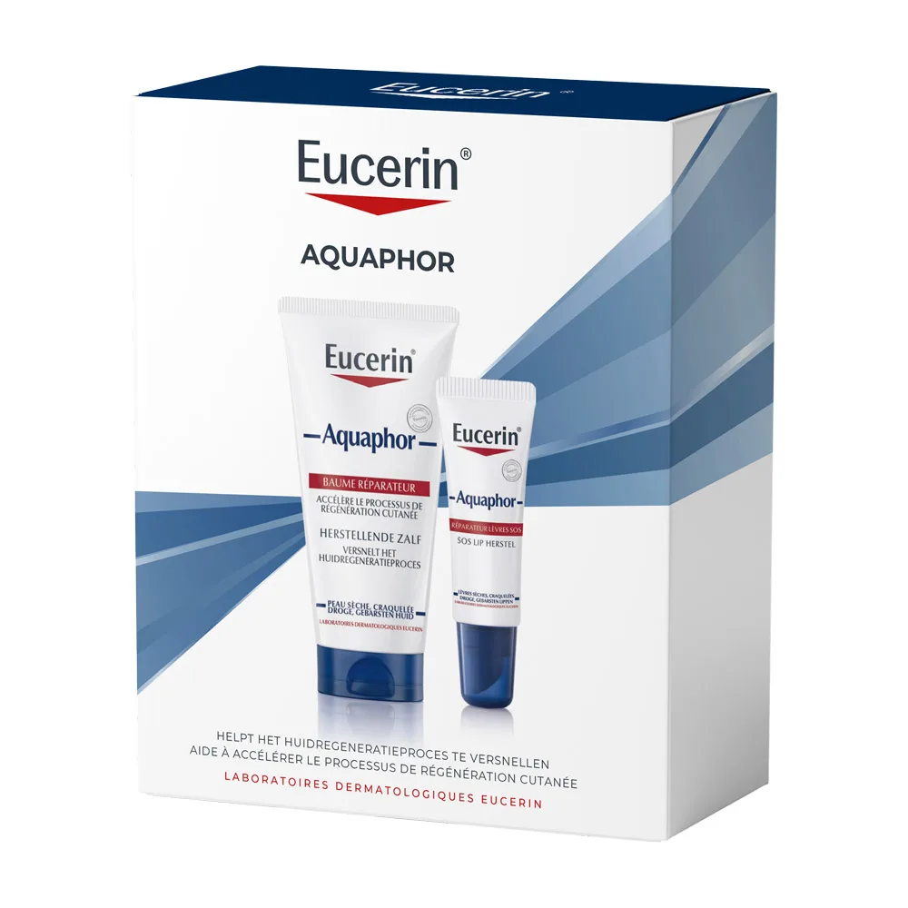 Gift Set Aquaphor Repair 40g + Sos Lippenbalsem 10 ml van Eucerin – productfoto
