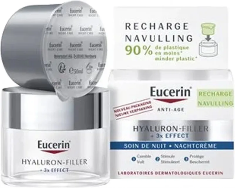 Hyaluron-Filler + 3x EFFECT Anti-Aging Nachtcrème voor Vrouwen - NAVULLING - Gezichtscrème - Anti-Rimpel Crème van Eucerin in 50 ml – productfoto