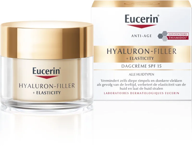 Hyaluron-Filler + Elasticity Anti-rimpel Dagcreme voor Vrouwen - SPF 15 - Vermindert Donkere Vlekken - Thiamidol en Hyaluronzuur fra Eucerin i 50 ml – produktbillede