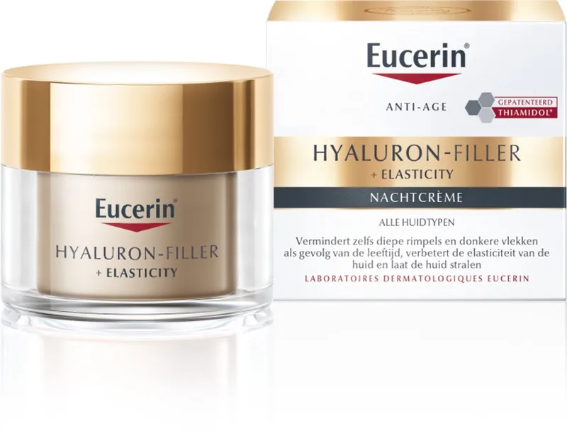 Hyaluron-Filler + Elasticity Anti-Rimpel Nachtcrème voor Vrouwen - Vermindert Donkere Vlekken en Rimpels - Hyaluronzuur en Thiamidol de Eucerin en 50 ml – photo du produit