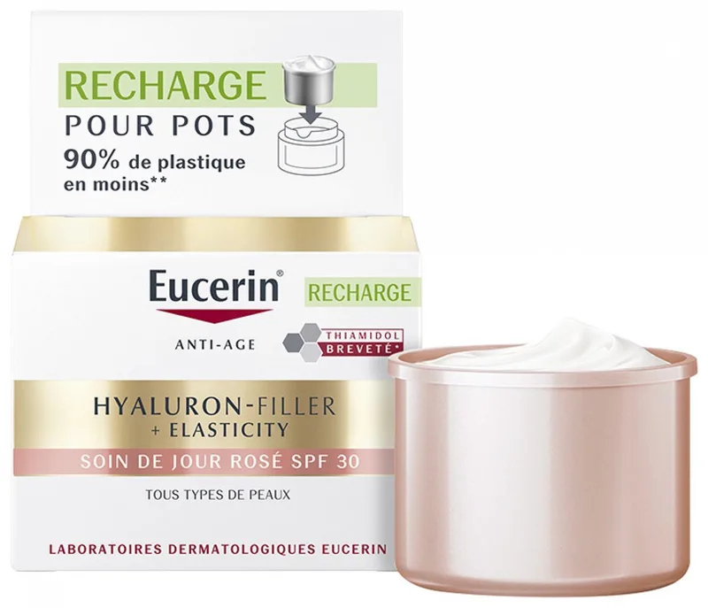 Hyaluron-Filler + Elasticity Dagcrème Rose SPF 30 Navulling - Anti-Rimpel Dagcrème voor Vrouwen - Vermindert Rimpels fra Eucerin i 50 ml – produktbillede