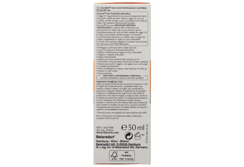 Sonnenschutzcreme EUCERIN Sun Fluid PhotoAging Control LSF 50 PZN 13827988 fra Eucerin i 50 ml – produktbillede 2 af 3