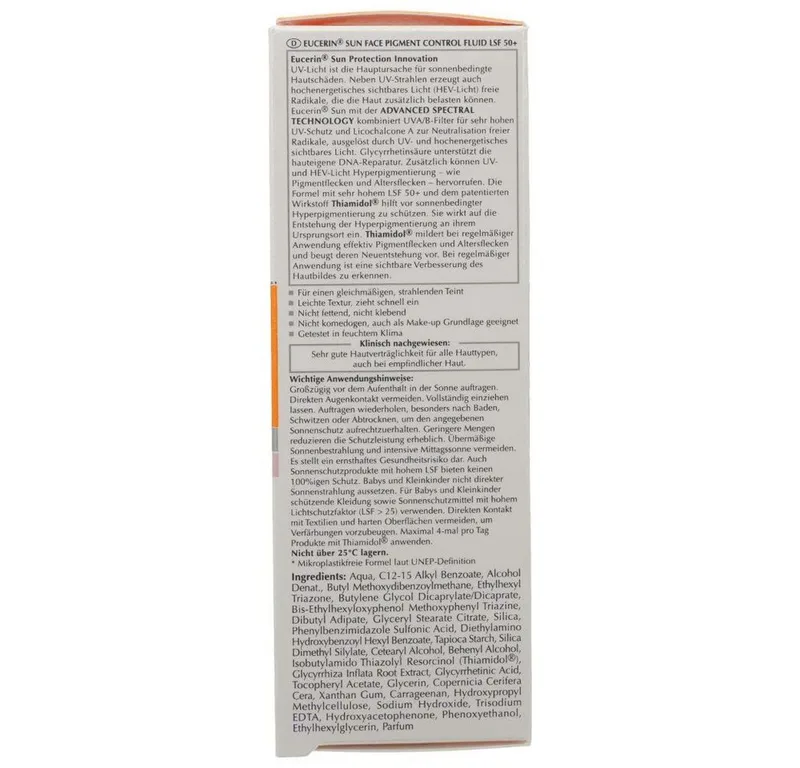 Sonnenschutzcreme EUCERIN Sun Fluid Pigment Control LSF 50+ PZN 14292845 van Eucerin in 50 ml – productfoto 2 van 4