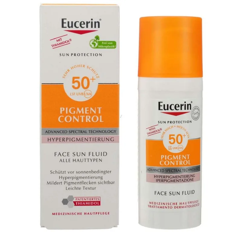 Sonnenschutzcreme EUCERIN Sun Fluid Pigment Control LSF 50+ PZN 14292845 van Eucerin in 50 ml – productfoto 1 van 4
