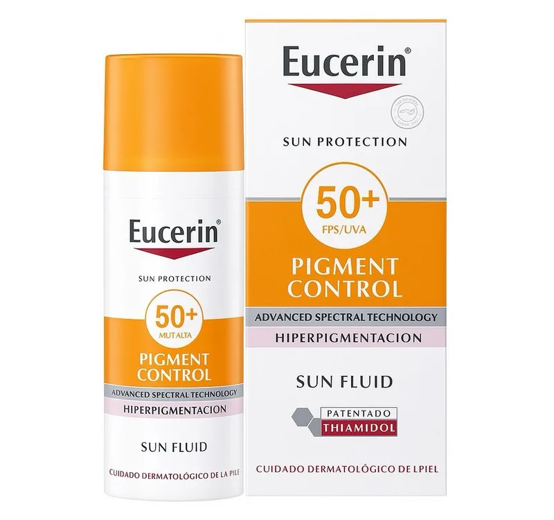 Sonnenschutzcreme Pigment Control Sun Fluid LSF 50+ – Hoher UV-Schutz für Gesicht, Thiamidol & Licochalcone A reduzieren, Pigmentflecken sichtbar & verhindern neue de Eucerin en 50 ml – photo du produit 1 sur 2