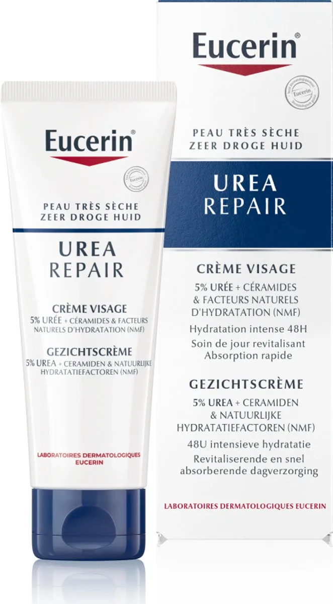 UreaRepair Gezichtscrème 5% Urea - Ureum en Ceramide Crème Gezicht voor Zeer Droge Huid by Eucerin in 50 ml – product photo