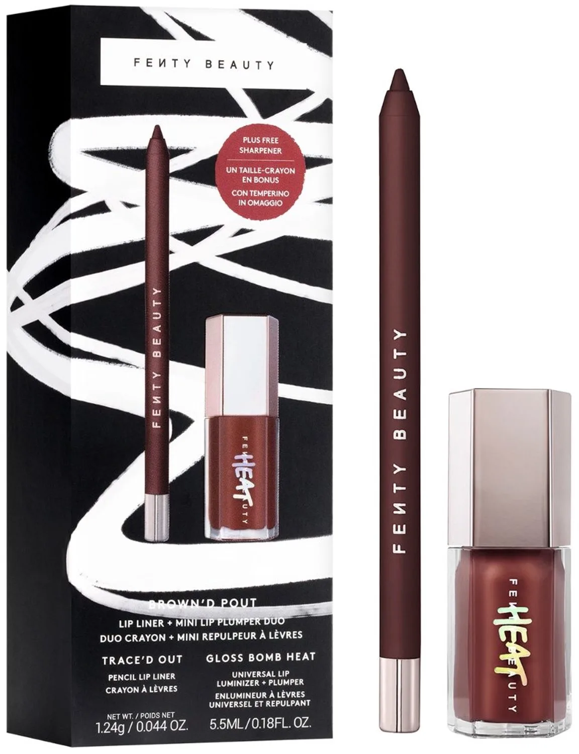Brown'd Pout - Lip liner en mini Gloss Bomb Heat - Limited Edition Lip Cadeauset von Fenty Beauty – Produktfoto
