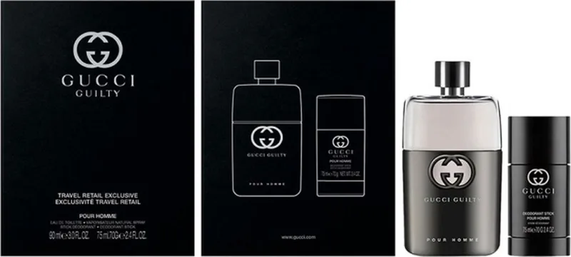 Guilty Pour Homme Giftset 165 ml - Edt Spray 90ml/Deodorant Stick 75ml fra Gucci – produktbillede