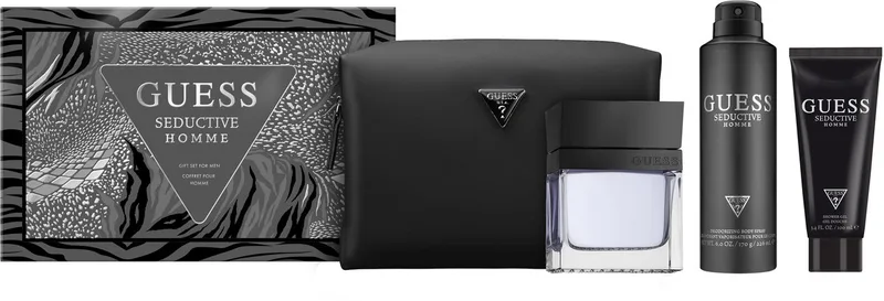 GIFTSET SEDUCTIVE FOR MEN 100ML EDT-100ML SG-170G BS + POUCH fra Guess – produktbillede