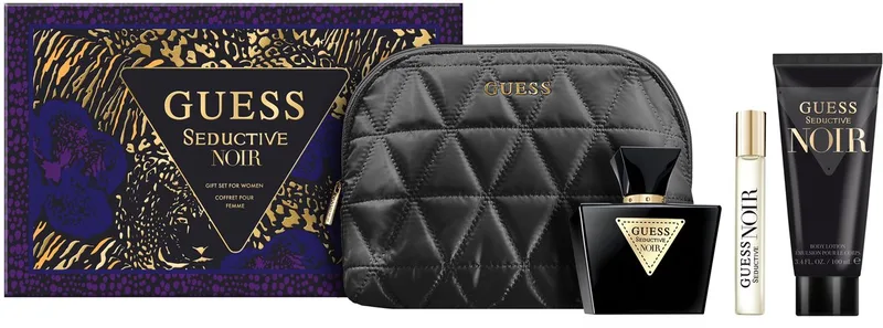 GIFTSET SEDUCTIVE NOIR FOR WOMEN 75ML EDT-15ML TS-100ML BL + POUCH fra Guess – produktbillede