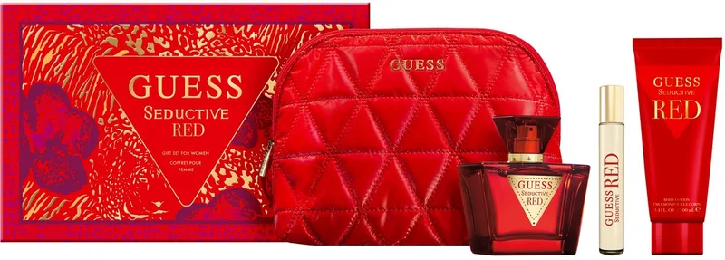 GIFTSET SEDUCTIVE RED FOR WOMEN EDT 75ML + BL 100ML + TS 15ML + POUCH fra Guess – produktbillede