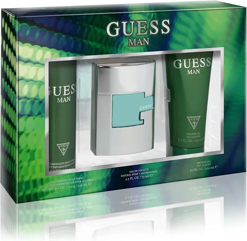 Man Eau de Toilette 3 Stuks Cadeau Set - Cologne Spray 75ml Deodorizing Body Spray 226ml en Douche Gel 200ml de Guess – photo du produit