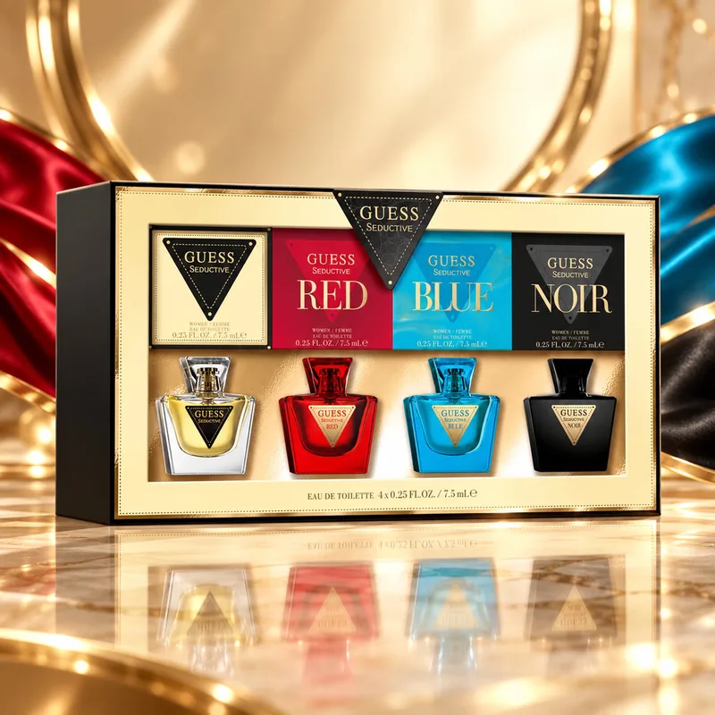 Seductive Dames Parfum Geschenkset – 4 Mini Eau de Toilette – Seductive, Red, Blue & Noir – 4 x 7,5 ml fra Guess – produktbillede