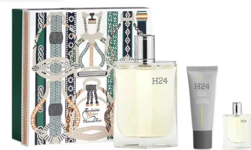 H24 Geschenkset Eau de Toilette 100 ml + Eau de Toilette 5 ml + hydrateren gezichtscrème 20 ml von Hermès – Produktfoto