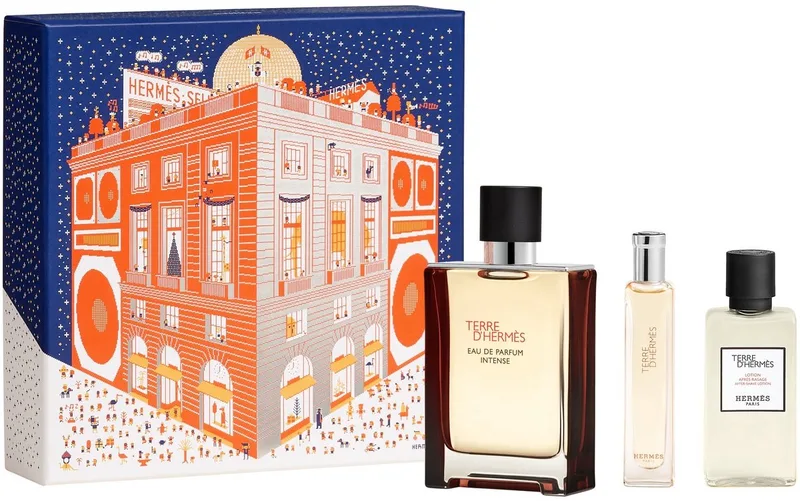 Terre D'Hermes Giftset 155 ml - Edp Spray Intense 100ml/Edp Spray Intense Spray 15ml/After Shave Balm 40ml de Hermès – photo du produit