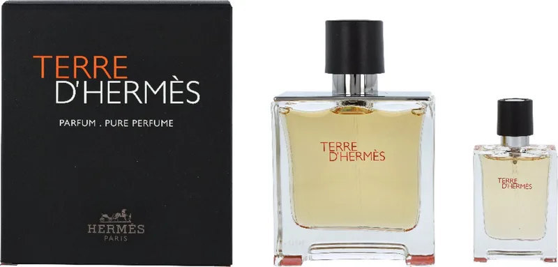 Terre d'Hermès Giftset - 75 ml pure parfum spray + 12,5 ml pure parfum tasspray - cadeauset voor heren von Hermès – Produktfoto