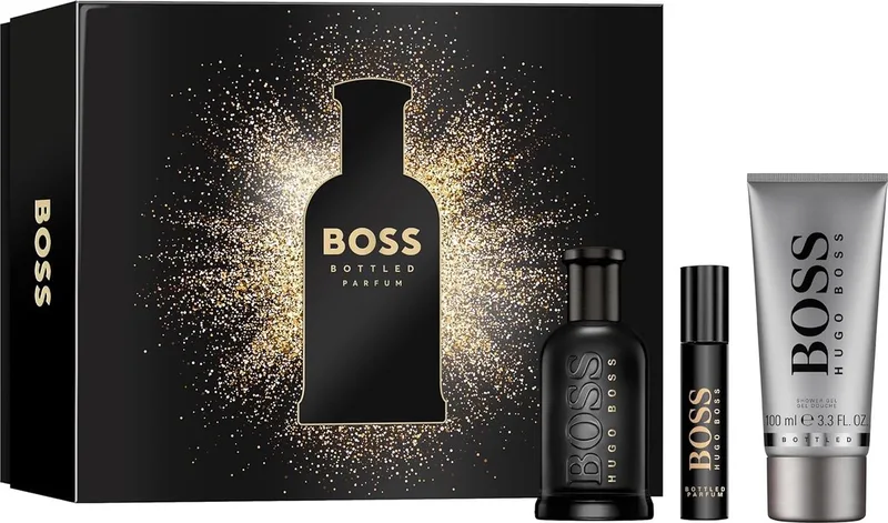 Bottled Parfum 100 ml + 10 ml Parfum + 100 ml Body/Shower Gel Giftset von Hugo Boss – Produktfoto