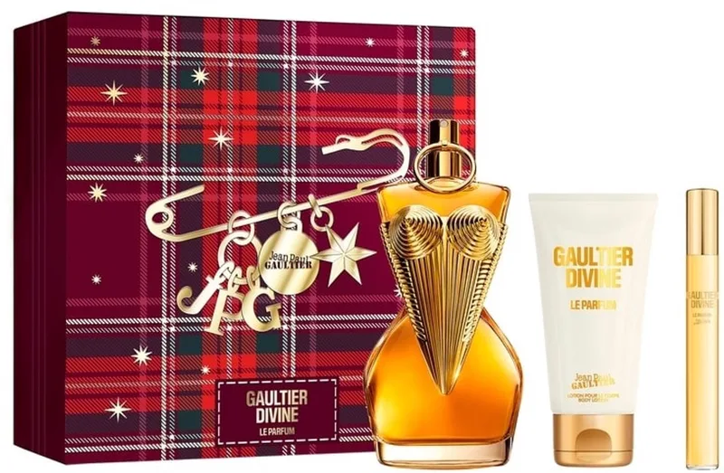 Divine Giftset - 100 ml eau de parfum spray + Body lotion 75 ml + 10 ml eau de parfum spray - cadeauset voor dames fra Jean Paul Gaultier – produktbillede
